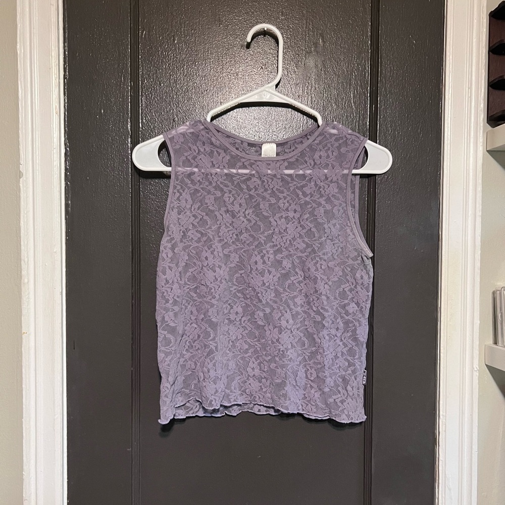 Lavender Lace Sleeveless Tank Top